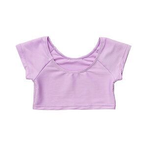 Snapper Rock Girls  Rib Crop Rash Top, Purple